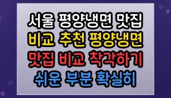 서울 평양냉면 맛집 비교 추천 평양냉면 맛집 비교 착각하기 쉬운 부분 확실히 정리 서울 평양냉면 맛집 비교 추천 평양냉면 맛집 비교 썸네일